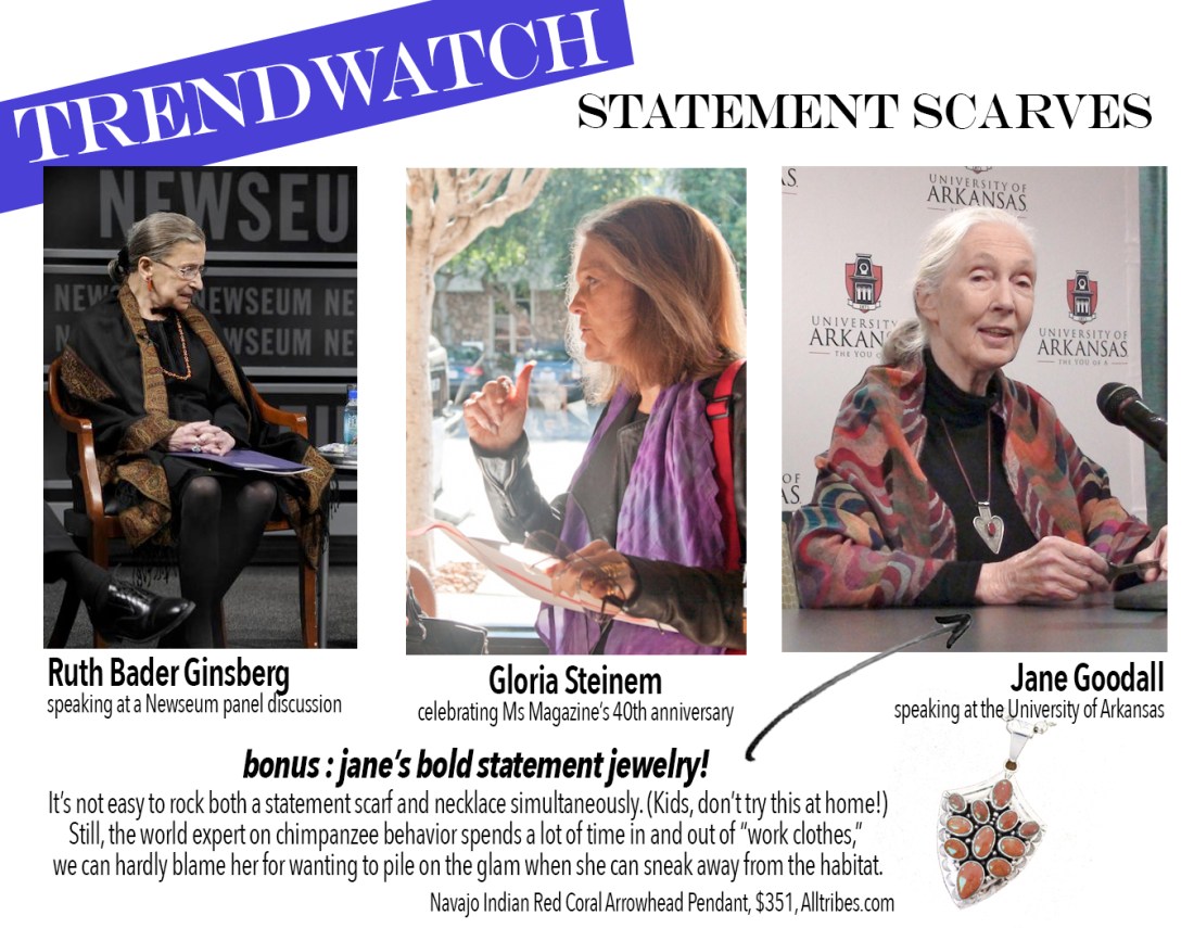 trendwatch: statement scarves // ruth, gloria, and jane